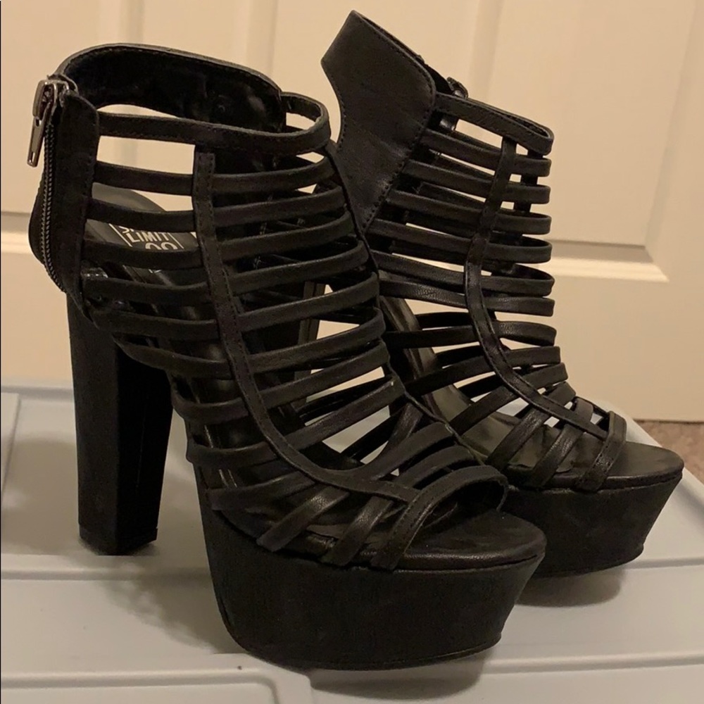 Chunky black heels